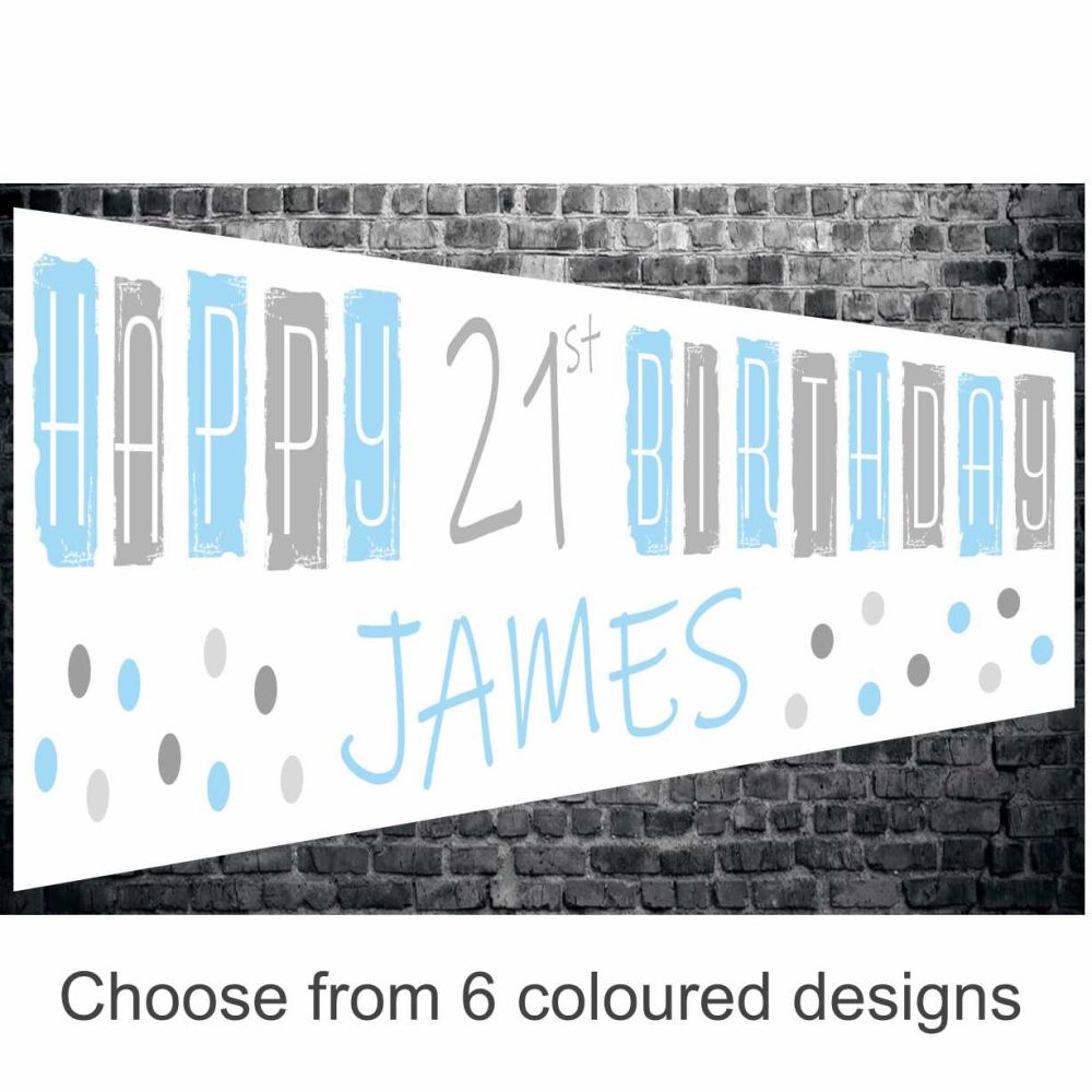 Any Age Personalised Banner - Spots & Strips